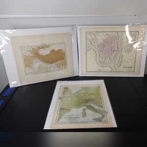 Vintage Style Beige and Green Printed Map Wall Art - Brand